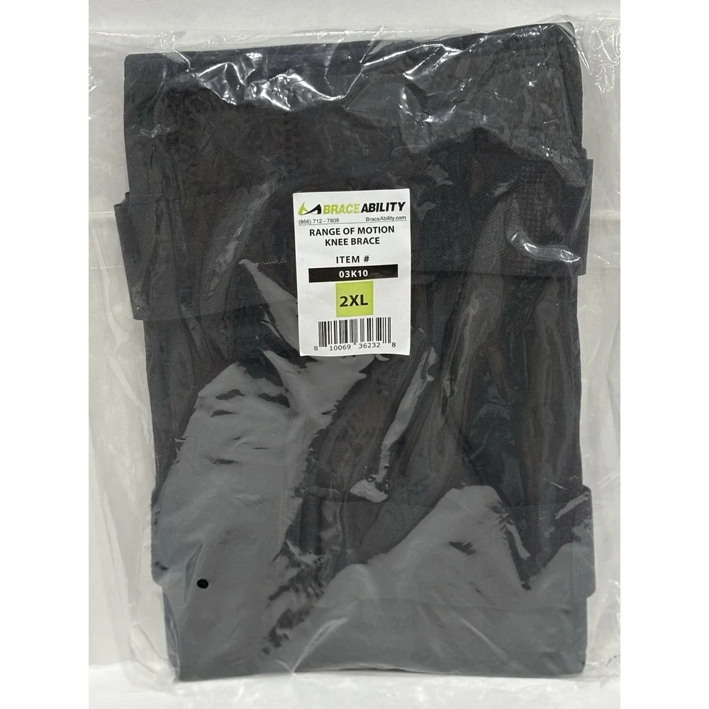 BraceAbility Range of Motion Hinged Knee Brace 2XL Black 03K10 New Open Bag